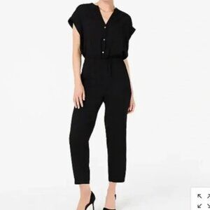 J. Crew Cuffed Camp-Shirt Jumpsuit in Black S